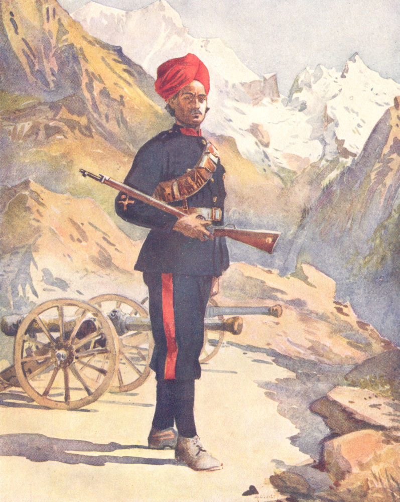 INDIA. Mahratta Wars. Mountain guns Gunner Punjabi Musalman 1911 old print